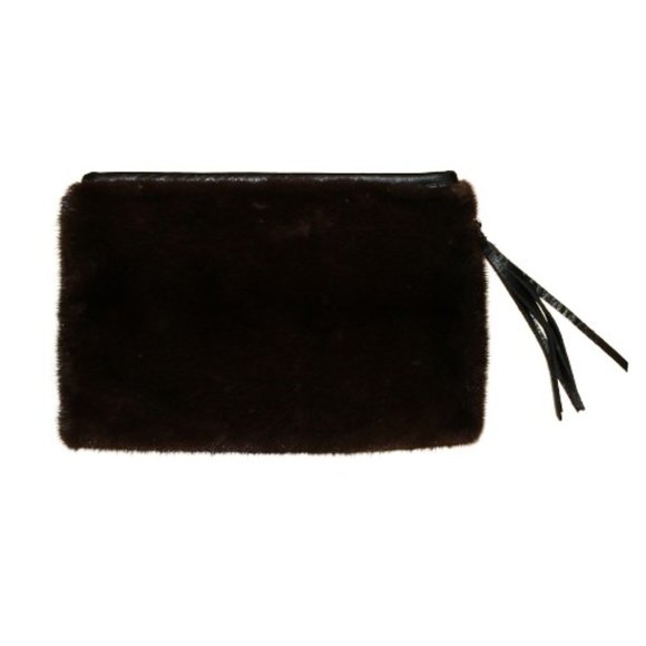 LYSA LASH Real Fur Mink Mahogany Clutch NWT - Picture 2 of 5